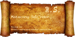 Matecsny Sándor névjegykártya